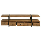 Otto Brown and Gunmetal 4-Drawer Solid Wood 70" TV Stand from Coaster - Luna Furniture