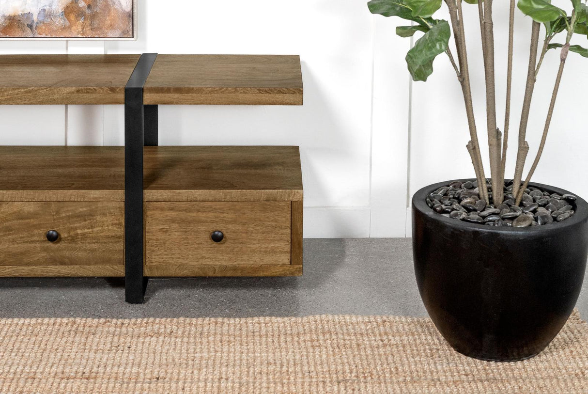 Otto Brown and Gunmetal 4-Drawer Solid Wood 70" TV Stand from Coaster - Luna Furniture