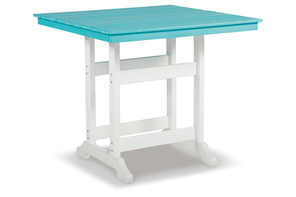 Eisely Turquoise/White Outdoor Counter Height Dining Table