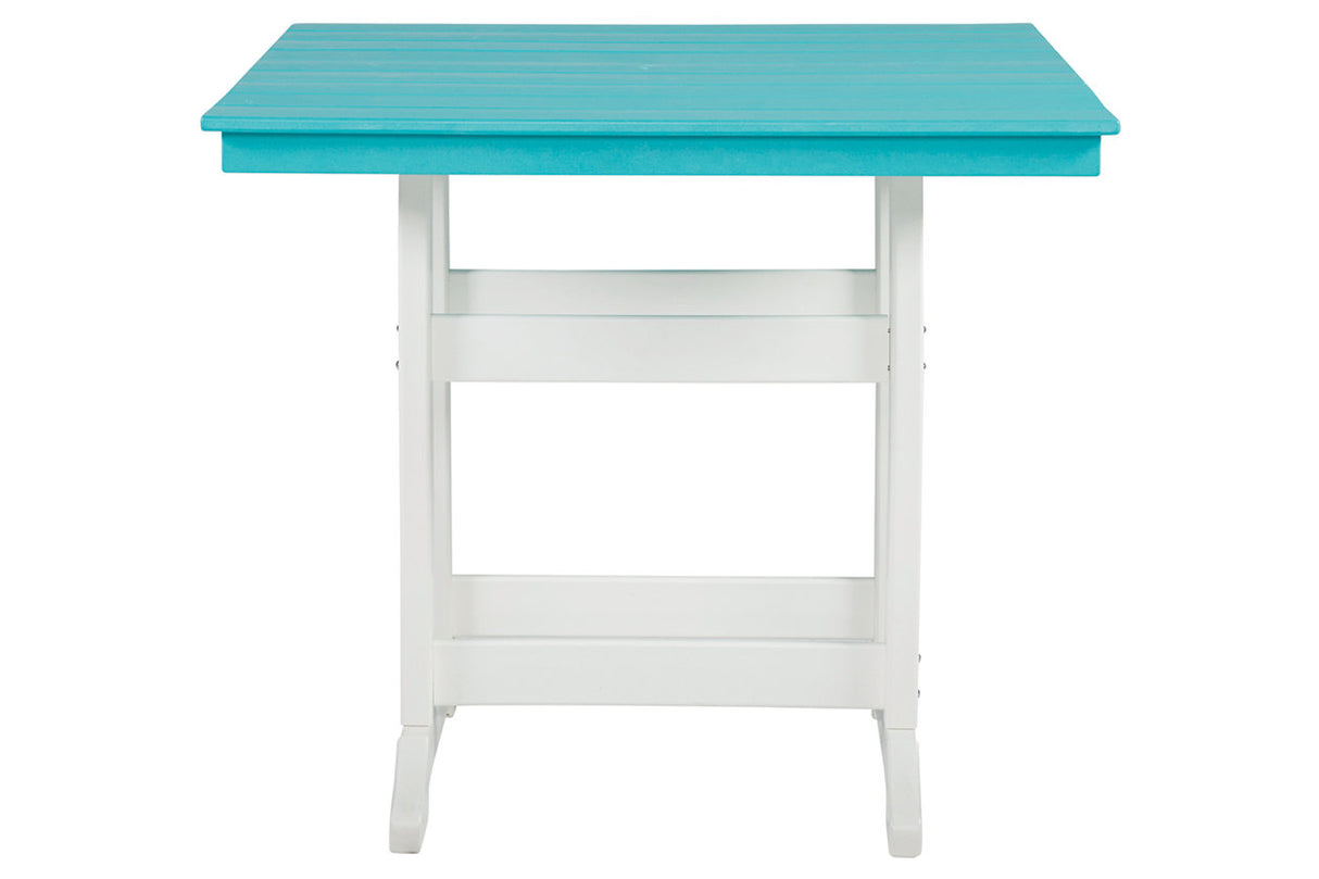 Eisely Turquoise/White Outdoor Counter Height Dining Table