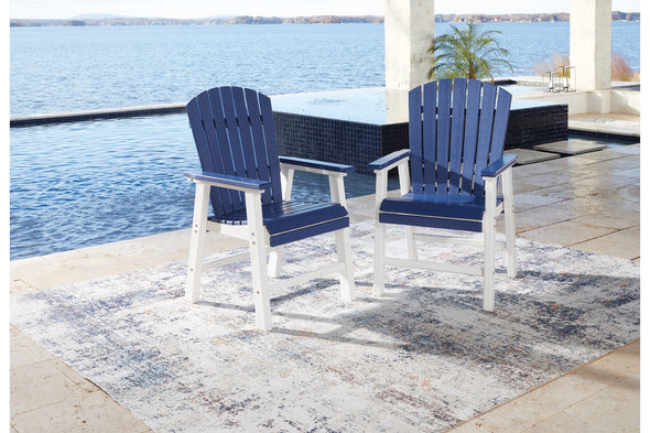 Toretto Blue/White Outdoor Dining Arm Chair, Set of 2