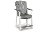 Transville Gray/White Outdoor Counter Height Barstool from Ashley - Luna Furniture