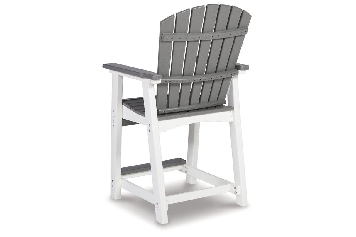 Transville Gray/White Outdoor Counter Height Barstool from Ashley - Luna Furniture