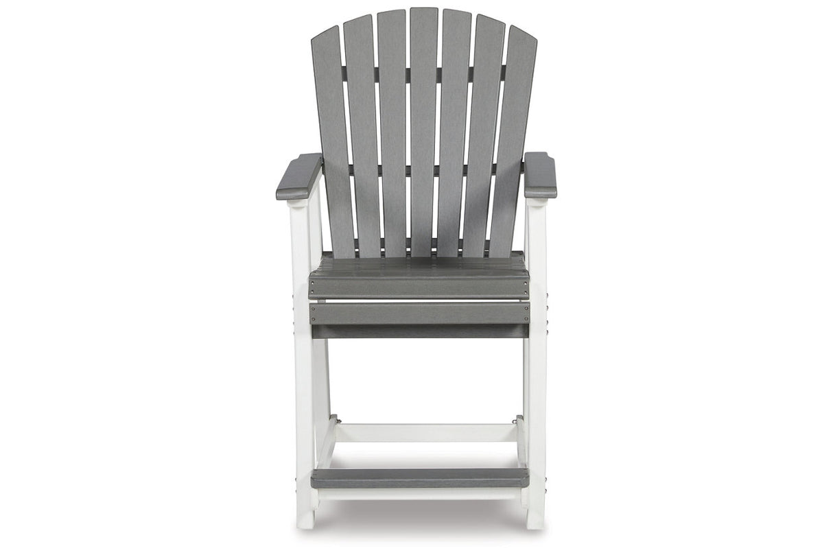 Transville Gray/White Outdoor Counter Height Barstool from Ashley - Luna Furniture