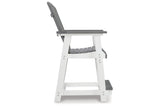 Transville Gray/White Outdoor Counter Height Barstool from Ashley - Luna Furniture