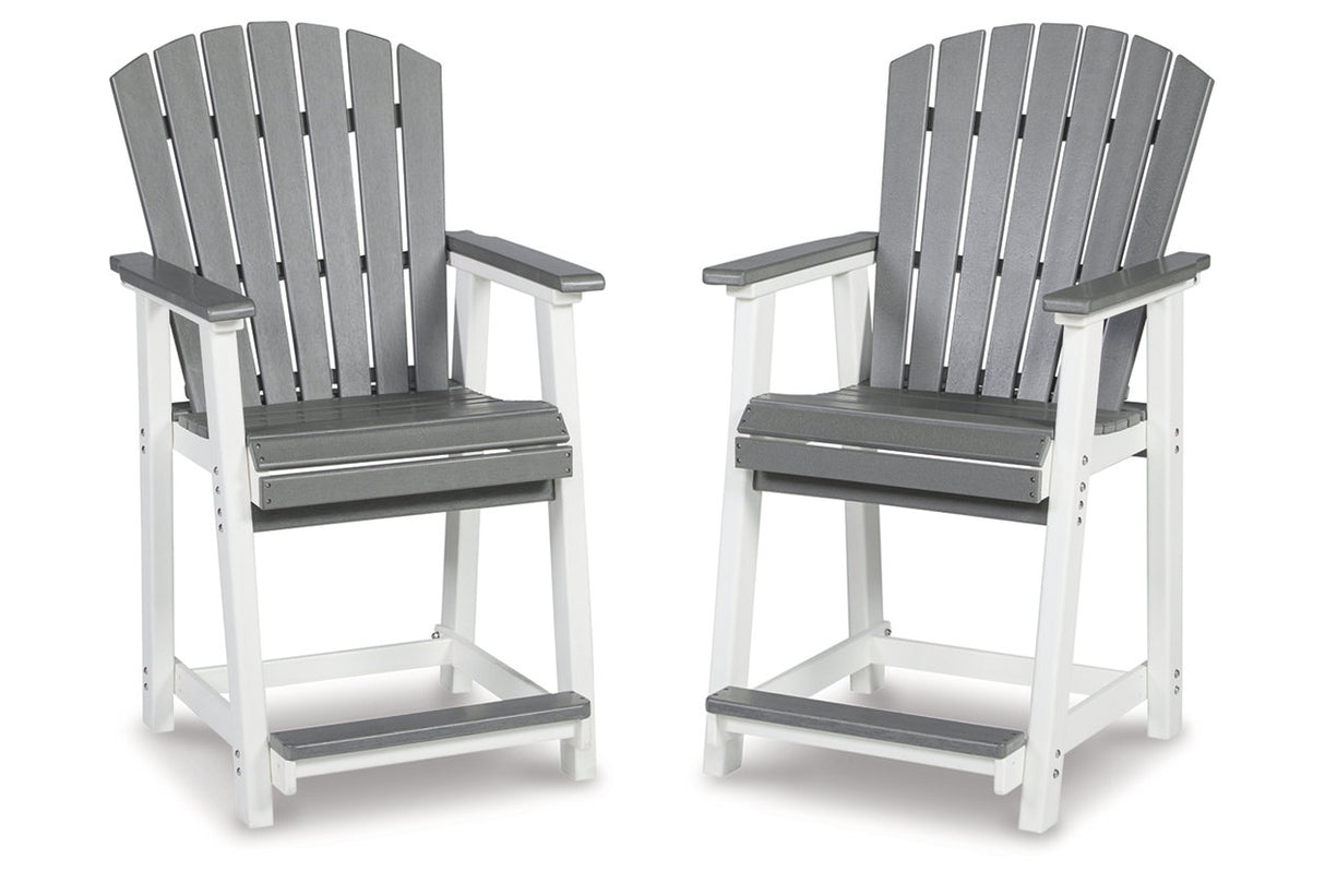 Transville Gray/White Outdoor Counter Height Barstool from Ashley - Luna Furniture