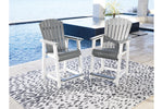 Transville Gray/White Outdoor Counter Height Barstool, Set of 2