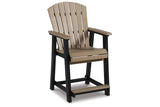 Fairen Trail Black/Driftwood Outdoor Counter Height Barstool from Ashley - Luna Furniture