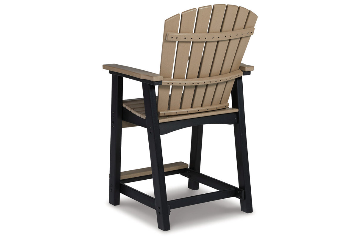 Fairen Trail Black/Driftwood Outdoor Counter Height Barstool from Ashley - Luna Furniture