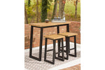 Town Wood Brown/Black Outdoor Counter Table Set, Set of 3