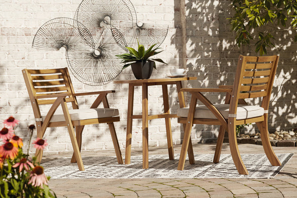 Vallerie Brown Outdoor Chairs with Table Set, Set of 3