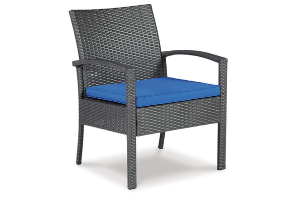 Alina Gray/Blue Outdoor Love/Chairs/Table Set, Set of 4