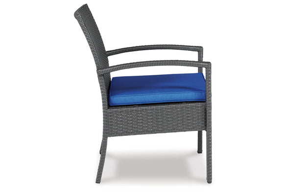 Alina Gray/Blue Outdoor Love/Chairs/Table Set, Set of 4