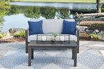Fynnegan Gray Outdoor Loveseat with Table, Set of 2