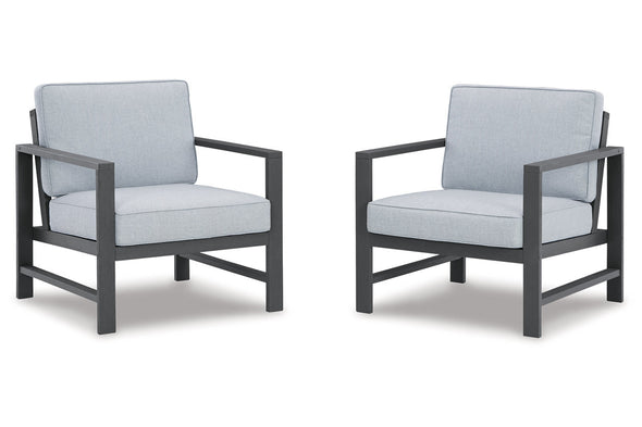 Fynnegan Gray Lounge Chair with Cushion, Set of 2