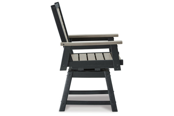MOUNT VALLEY Driftwood/Black Swivel Chair, Set of 2