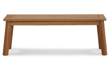 Janiyah Light Brown Outdoor Dining Bench from Ashley - Luna Furniture
