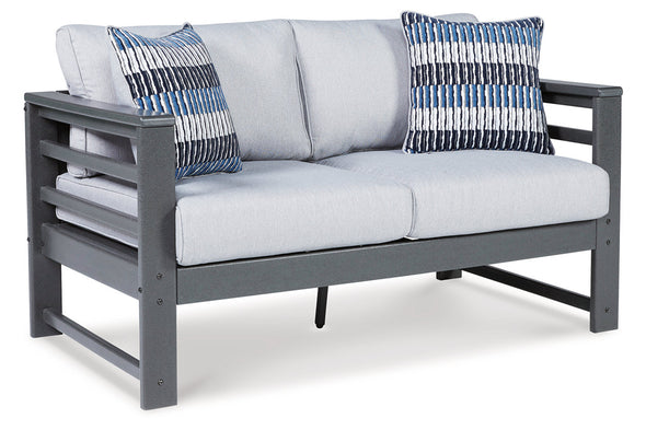 Amora Charcoal Gray Outdoor Loveseat with Cushion