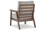 Emmeline Brown/Beige Outdoor Lounge Chair with Cushion
