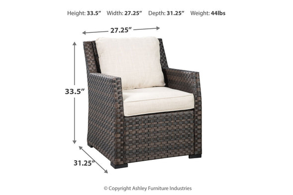 Easy Isle Dark Brown/Beige Lounge Chair with Cushion
