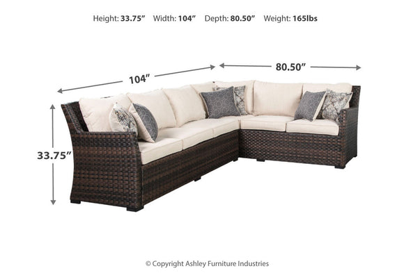 Easy Isle Dark Brown/Beige 3-Piece Sofa Sectional/Chair with Cushion