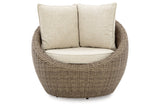 DANSON Beige Swivel Lounge with Cushion, Set of 2