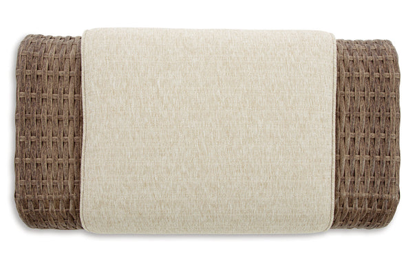 SANDY BLOOM Beige Outdoor Ottoman with Cushion