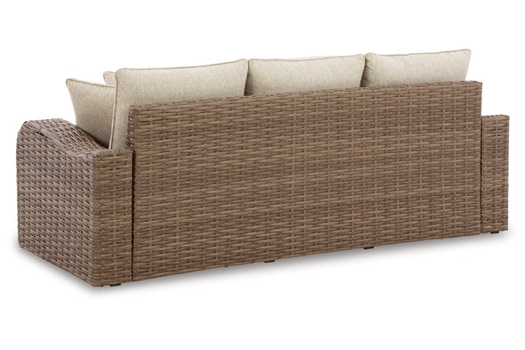 SANDY BLOOM Beige Outdoor Sofa with Cushion