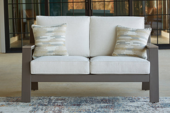 Tropicava Taupe/White Outdoor Loveseat with Cushion