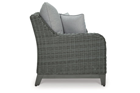 Elite Park Gray Outdoor Loveseat with Cushion from Ashley - Luna Furniture