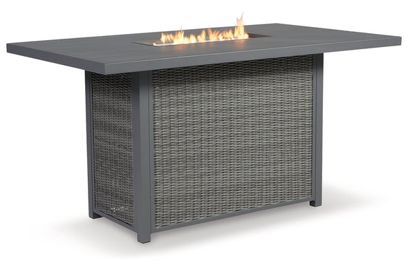 Palazzo Gray Outdoor Bar Table with Fire Pit