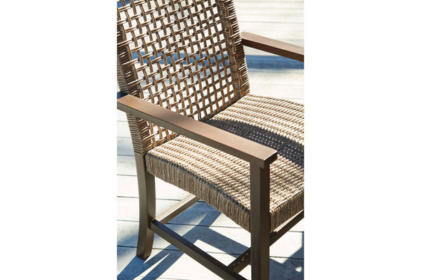 Germalia Brown Outdoor Dining Arm Chair, Set of 2