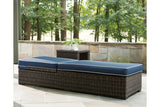 Grasson Lane Brown/Blue Chaise Lounge with Cushion