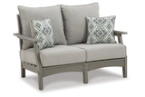 Visola Gray Outdoor Loveseat with Cushion from Ashley - Luna Furniture