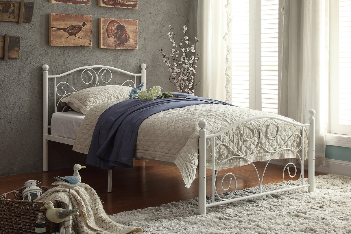 Pallina White Twin Metal Platform Bed from Homelegance - Luna Furniture