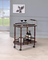 Palmer Merlot and Brass 2-Tier Serving Cart from Coaster - Luna Furniture