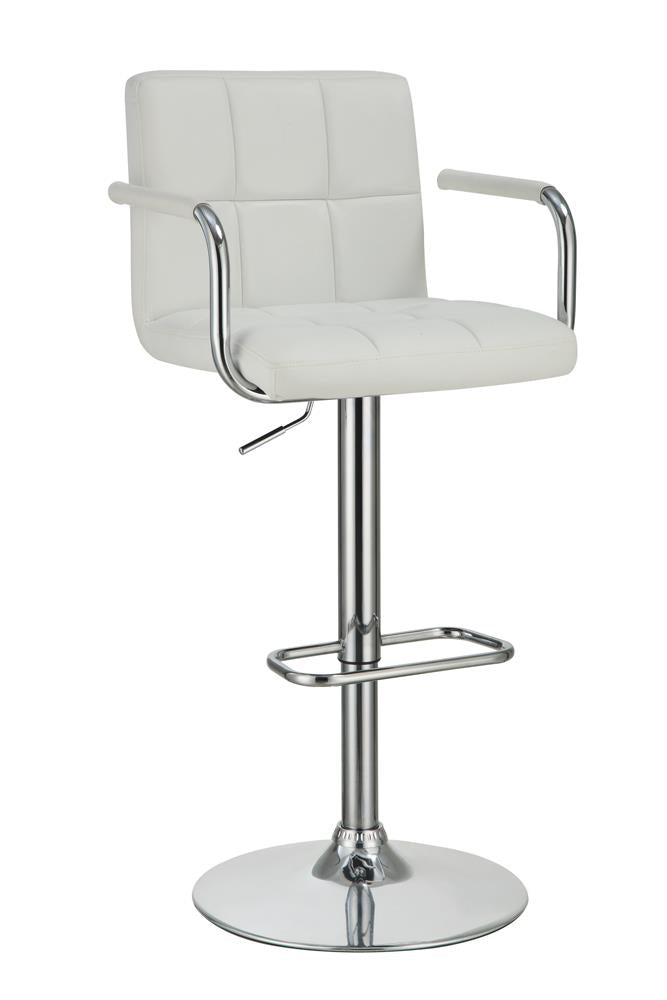 Palomar White and Chrome Adjustable Height Bar Stool from Coaster - Luna Furniture
