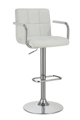 Palomar White and Chrome Adjustable Height Bar Stool from Coaster - Luna Furniture
