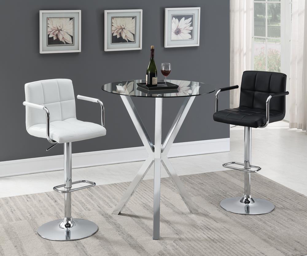 Palomar White and Chrome Adjustable Height Bar Stool from Coaster - Luna Furniture