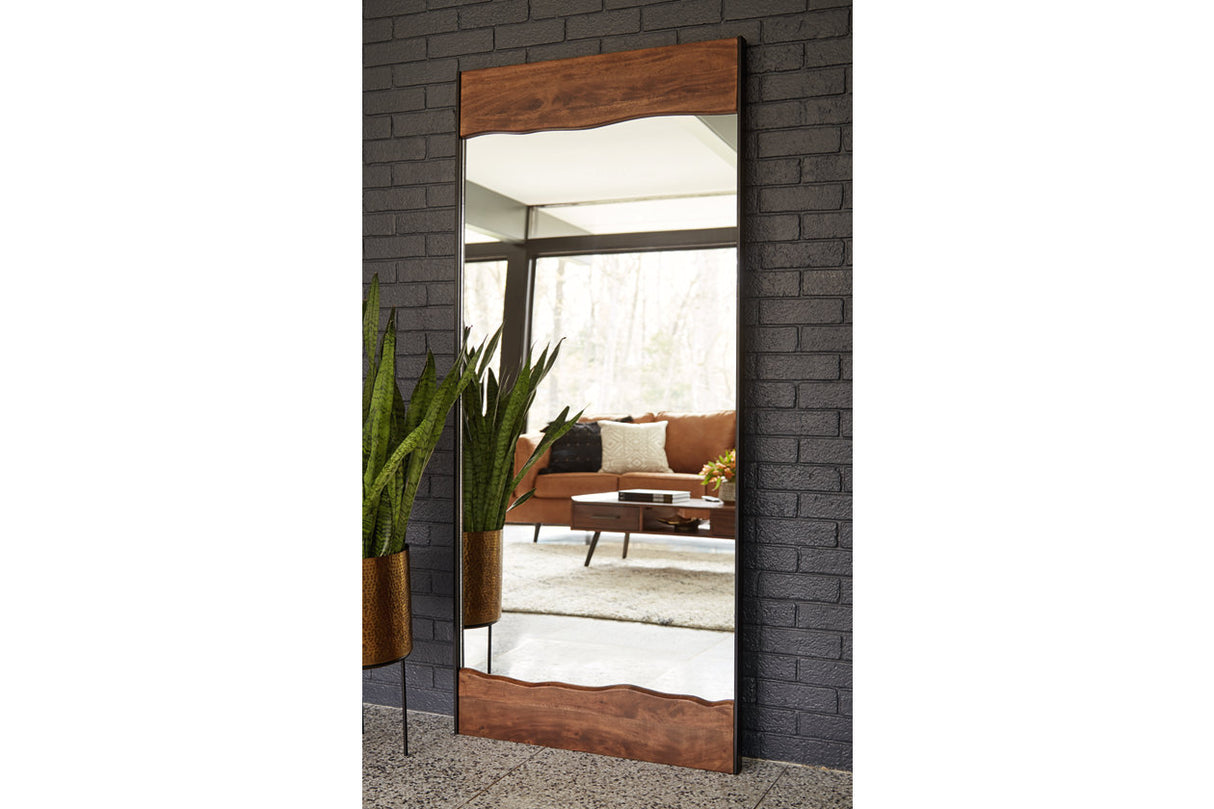 Panchali Brown/Black Floor Mirror from Ashley - Luna Furniture