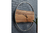 Panchali Brown/Silver Finish Wall Clock from Ashley - Luna Furniture