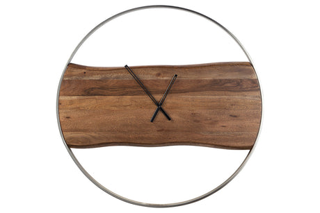 Panchali Brown/Silver Finish Wall Clock from Ashley - Luna Furniture