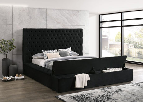 Paris Black Velvet King Storage Platform Bed from Happy Homes - Luna Furniture