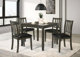 Parkwood Charcoal Gray and Black 5-Piece Dining Set with Square Table and Slat Back Side Chairs from Coaster - Luna Furniture