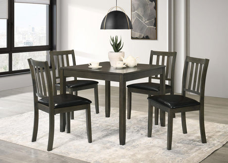 Parkwood Charcoal Gray and Black 5-Piece Dining Set with Square Table and Slat Back Side Chairs from Coaster - Luna Furniture