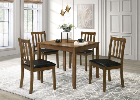 Parkwood Honey Brown and Black 5-Piece Dining Set with Square Table and Slat Back Side Chairs from Coaster - Luna Furniture