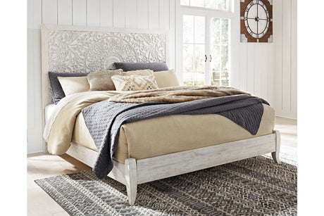 Paxberry Whitewash King Panel Bed from Ashley - Luna Furniture