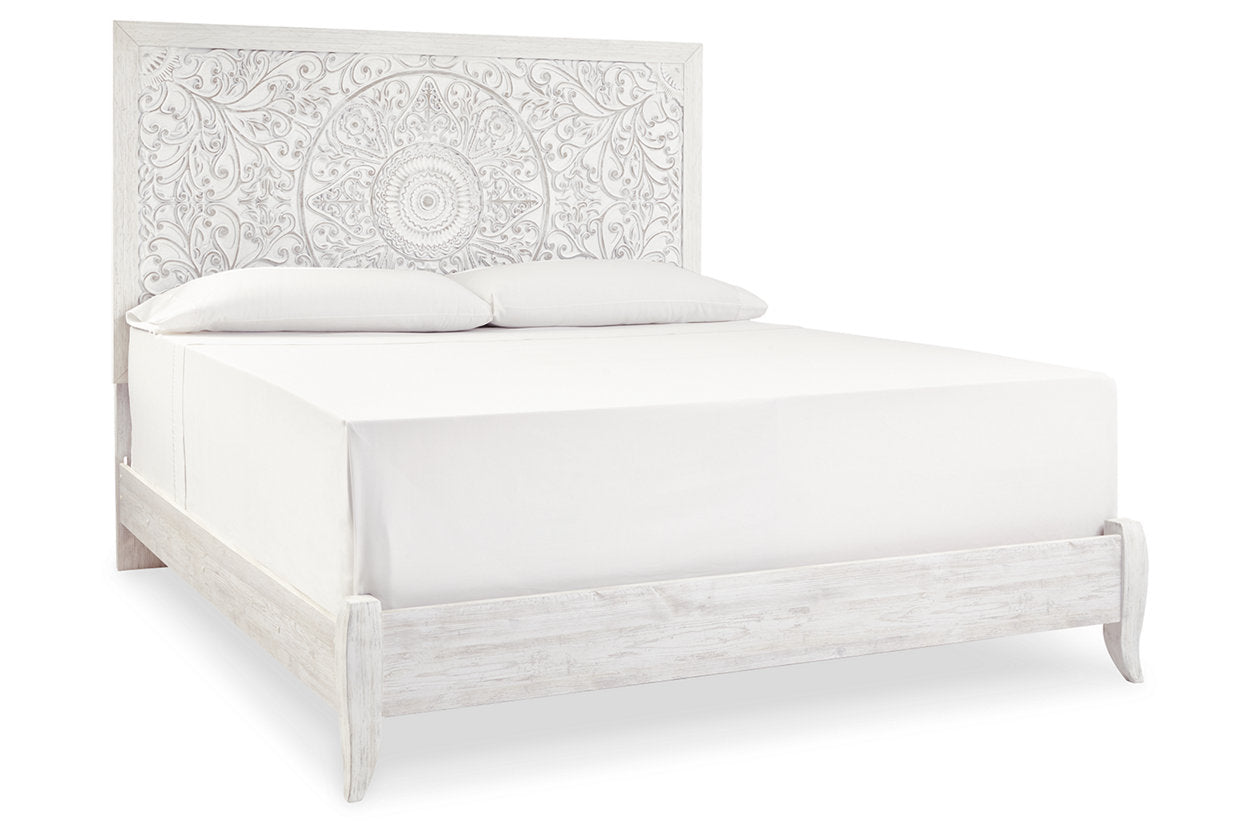 Paxberry Whitewash King Panel Bed from Ashley - Luna Furniture
