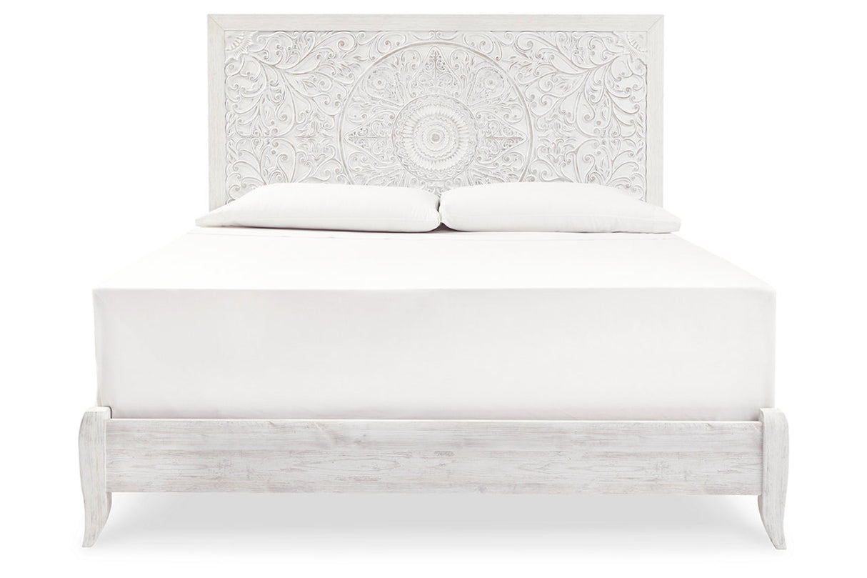 Paxberry Whitewash King Panel Bed from Ashley - Luna Furniture