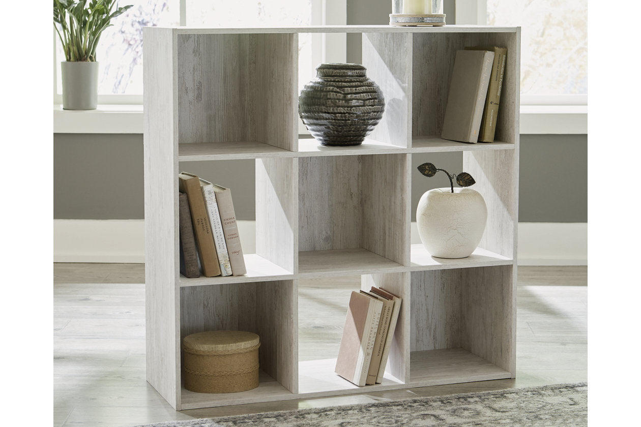 Paxberry Whitewash Nine Cube Organizer – Luna Furniture